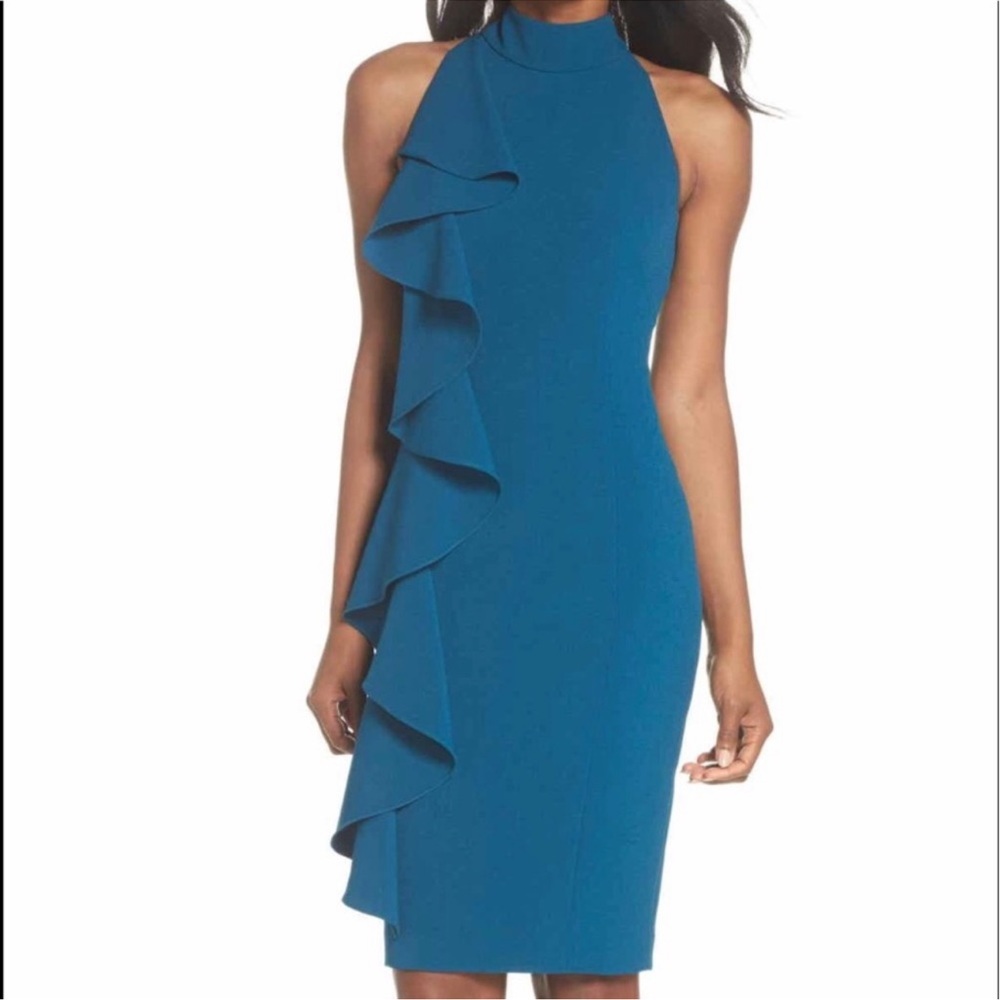 Eliza J Peacock Green Ruffle Dress